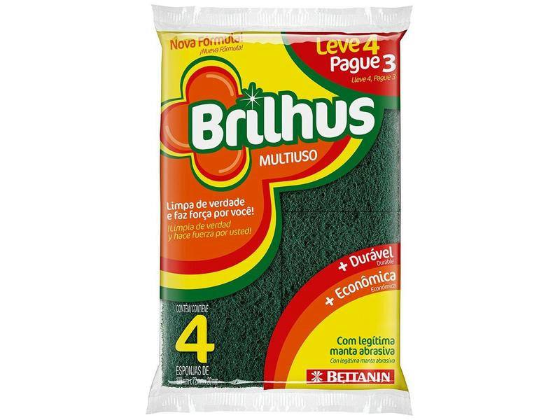 Esponja Brilhus Multiuso 4 unidades Abrasiva BT4514D144 Bettanin — imagem 1