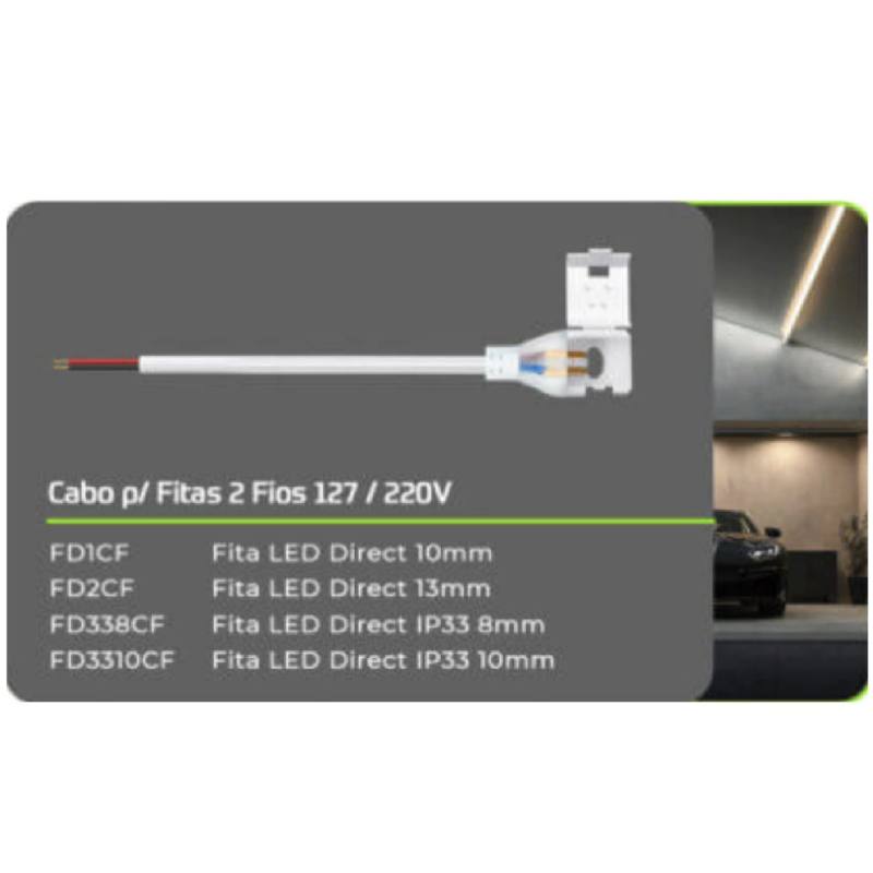 Fita Led Direct IP33 8MM Cabo De Forca 127V/220V FD338CF Lumanti — imagem 1