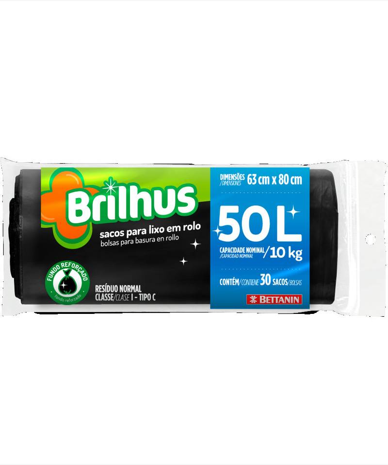 Saco para Lixo Brilhus 30 unidades 50L BT2057 Bettanin — imagem 1