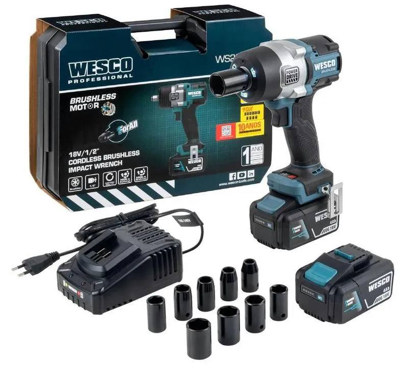 Chave de Impacto 18v ½ pol 350Nm motor BL WS2392K2 WESCO — imagem 1