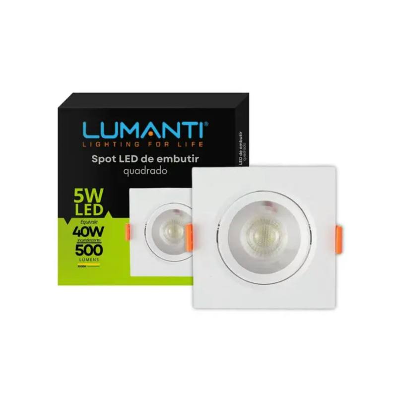 Spot de Embutir Quadrado Branco LED 5W 6500K SLEQ65A Lumanti — imagem 1