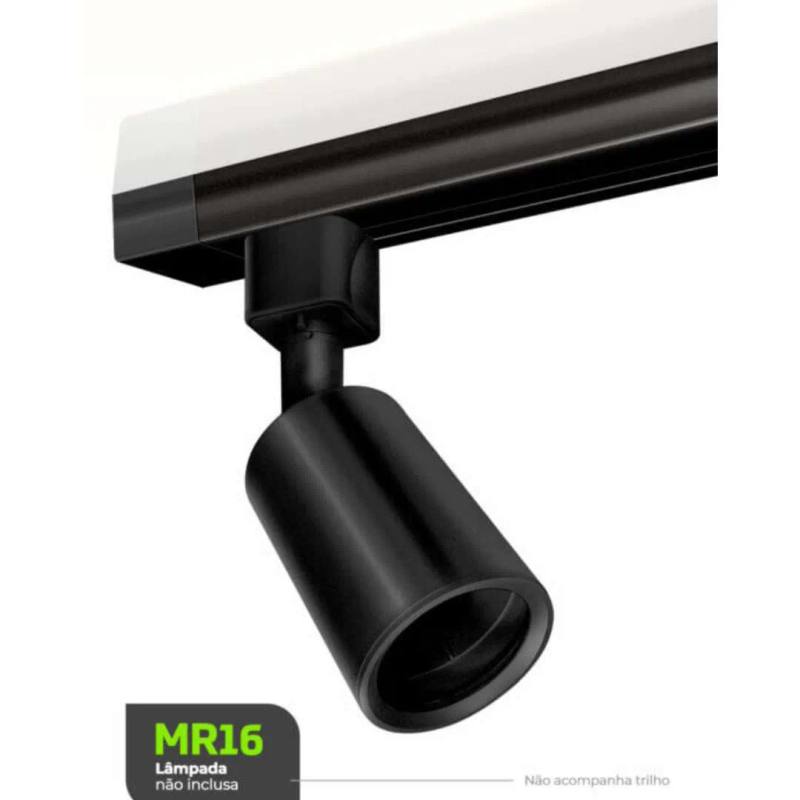 Spot Tube Preto para Trilho MR16 TSTP1 Lumanti — imagem 1