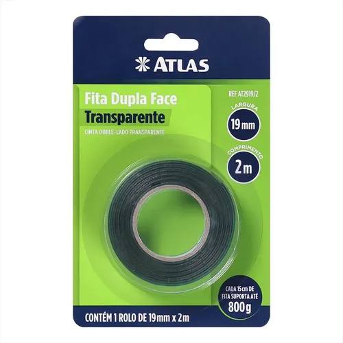 Fita Duplaface Transparente 19 mm x 2m AT2919/2 Atlas — imagem 1